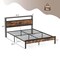 Costway Twin/Full/Queen Bed Frame with Storage Headboard Charging Station 18W USB C Port Rustic Brown